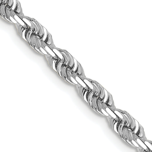 14k White Gold 4.0mm D/C Quadruple Rope Chain