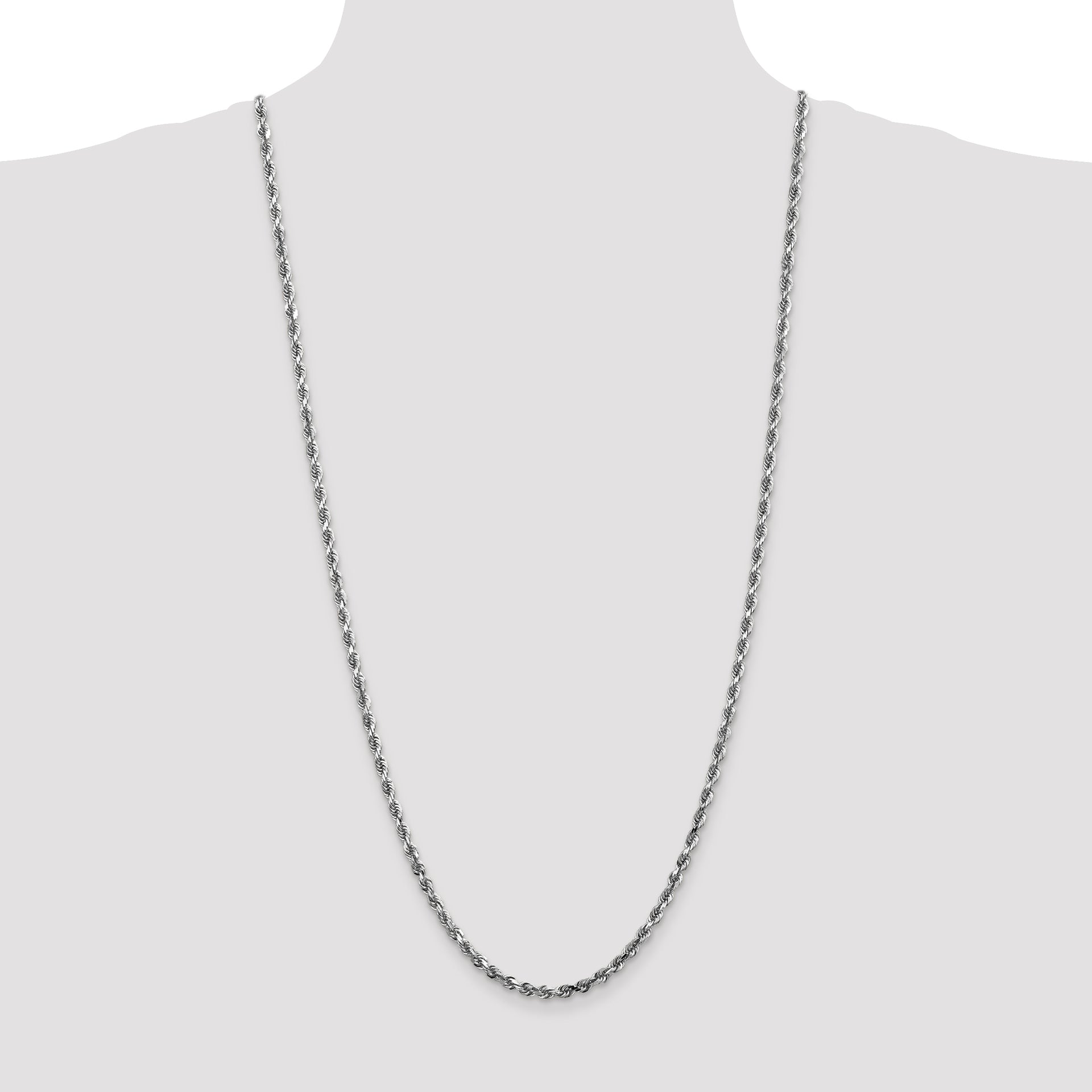 14k White Gold 4.0mm D/C Quadruple Rope Chain