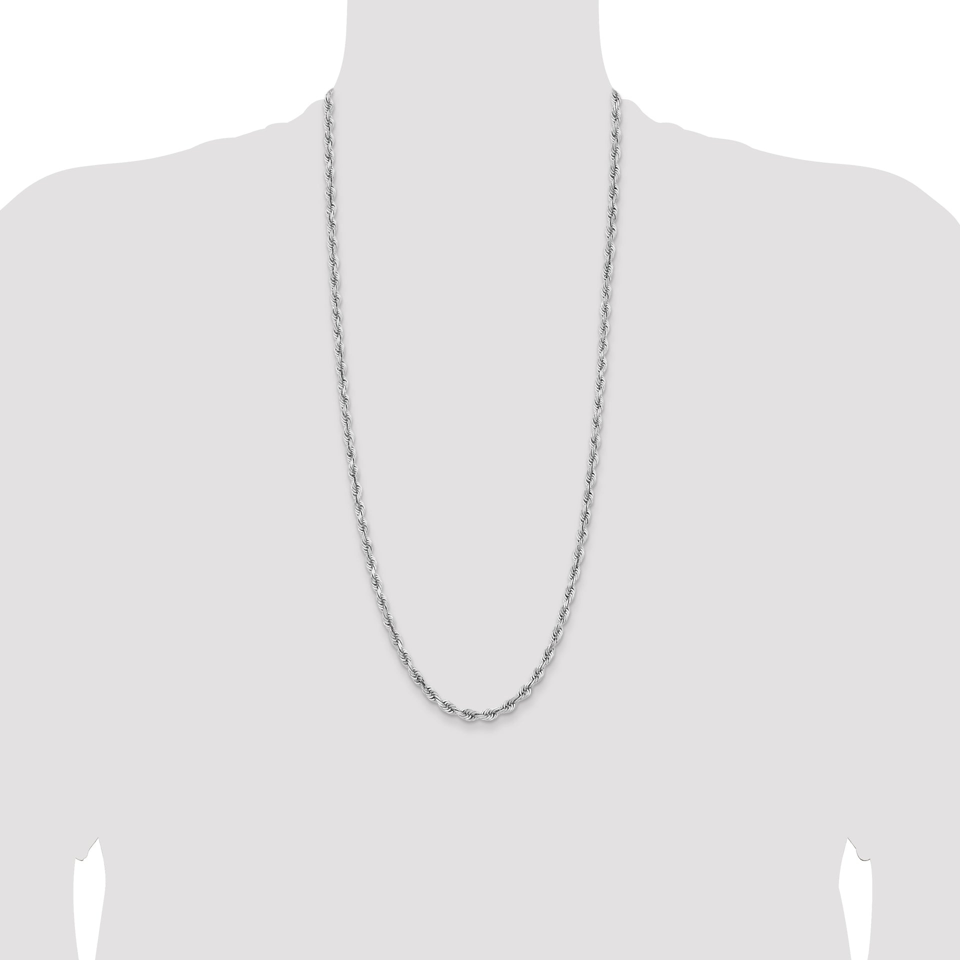 14k White Gold 5.0mm D/C Quadruple Rope Chain