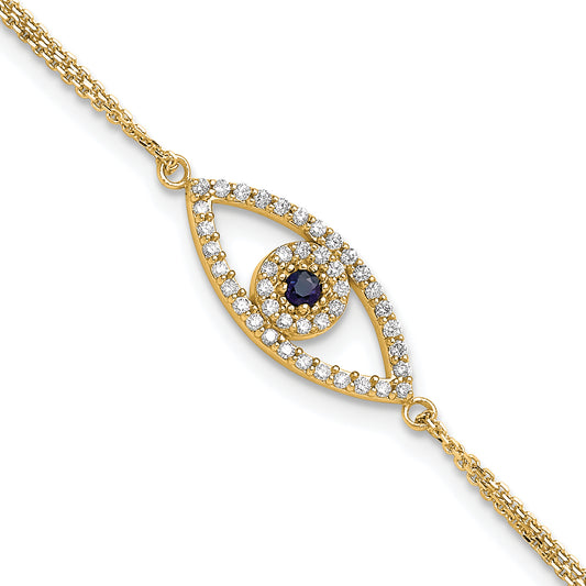 14k  A Diamond/Sapphire Evil Eye w/ 1in Ext.Bracelet