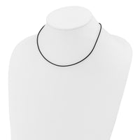 14k 1.5mm 16in Black Leather Cord Necklace