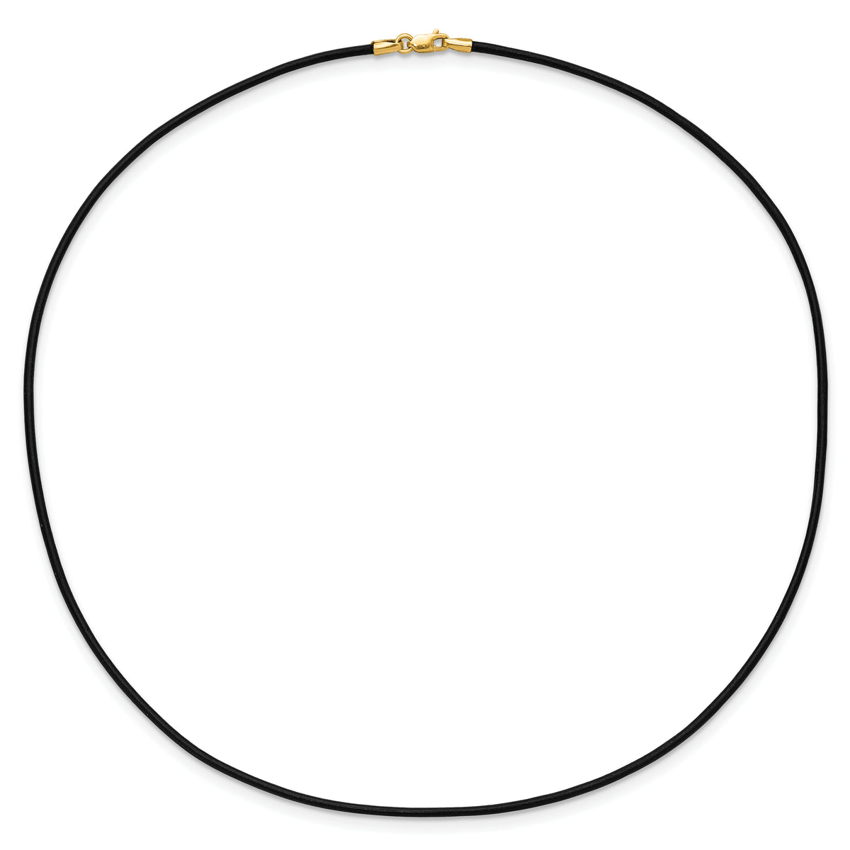 14k 1.5mm 16in Black Leather Cord Necklace