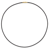 14k 1.5mm 18in Black Leather Cord Necklace