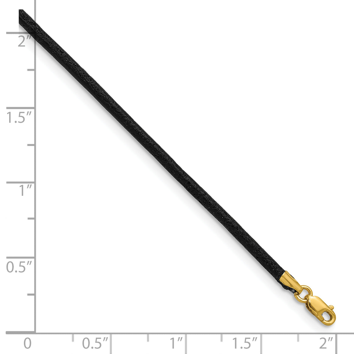14k 2mm 20in Black Leather Cord Necklace