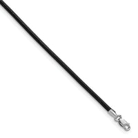 14k White Gold 2mm 18in Black Leather Cord Necklace