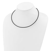 14k White Gold 2mm 18in Black Leather Cord Necklace
