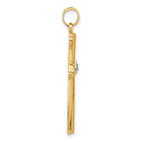 14k Polished and Grooved Hollow Diamond Cross Pendant