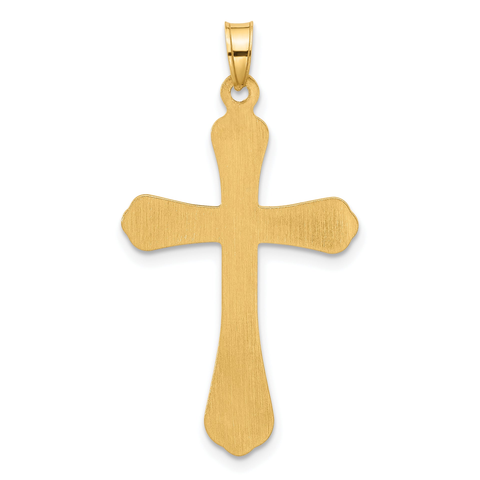 14k Polished and Grooved Hollow Diamond Cross Pendant
