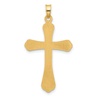 14k Polished and Grooved Hollow Diamond Cross Pendant