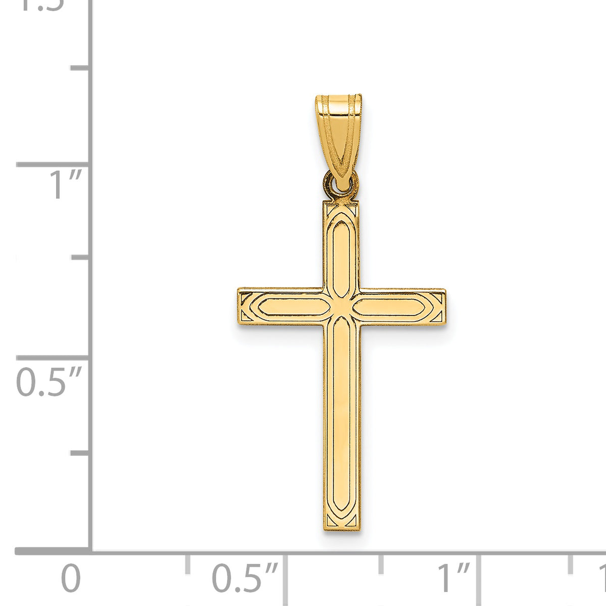 14k Solid Laser Etched Cross Pendant