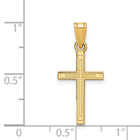 14k Solid Laser Etched Cross Pendant