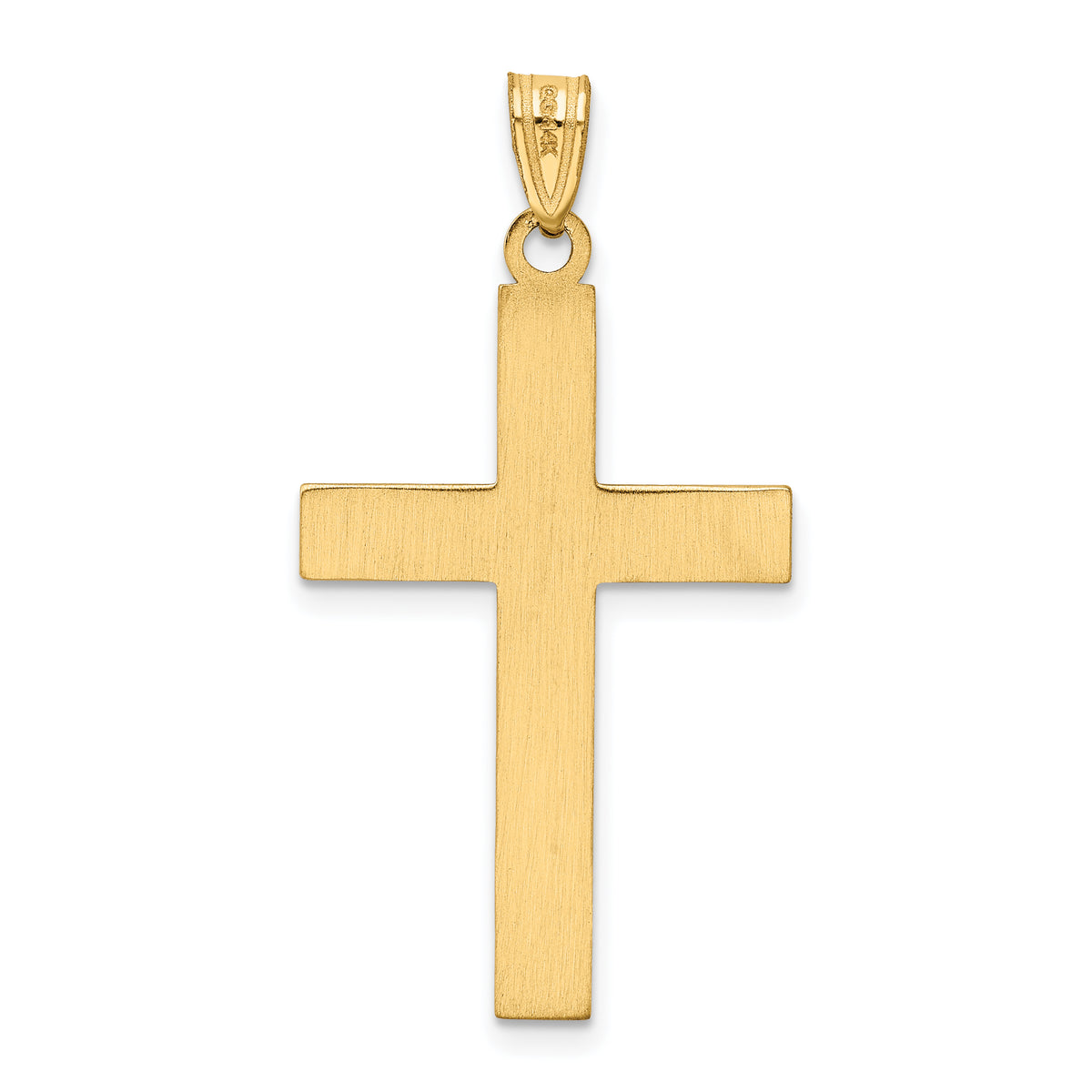 14k Solid Laser Etched Cross Pendant