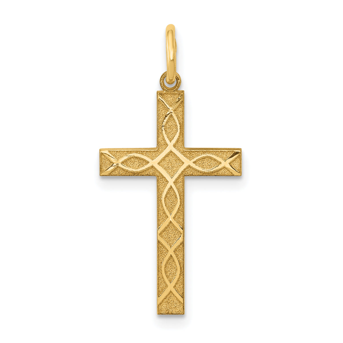 14K Laser Designed Cross Charm