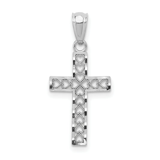 14k White Gold Cross Pendant
