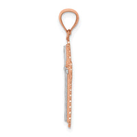 14k Rose Gold Rhodium Diamond Cut Cross Pendant