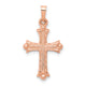 14k Rose Gold Heart Hollow Cross Pendant