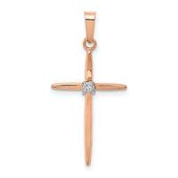 14k Rose Gold Diamond Cross Pendant