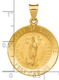14k Polished/Satin Our Lady of Guadalupe Medal Hollow Pendant