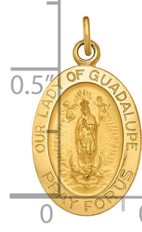 14k Polished and Satin Our Lady of Guadalupe Medal Pendant