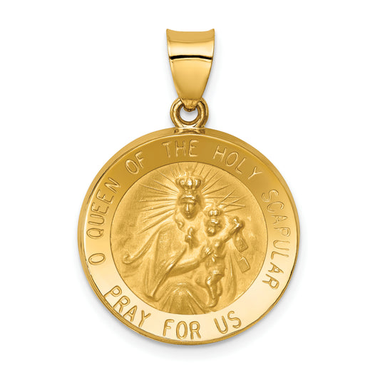 14K Queen Of The Holy Scapular Reversible Medal Hollow Pendant