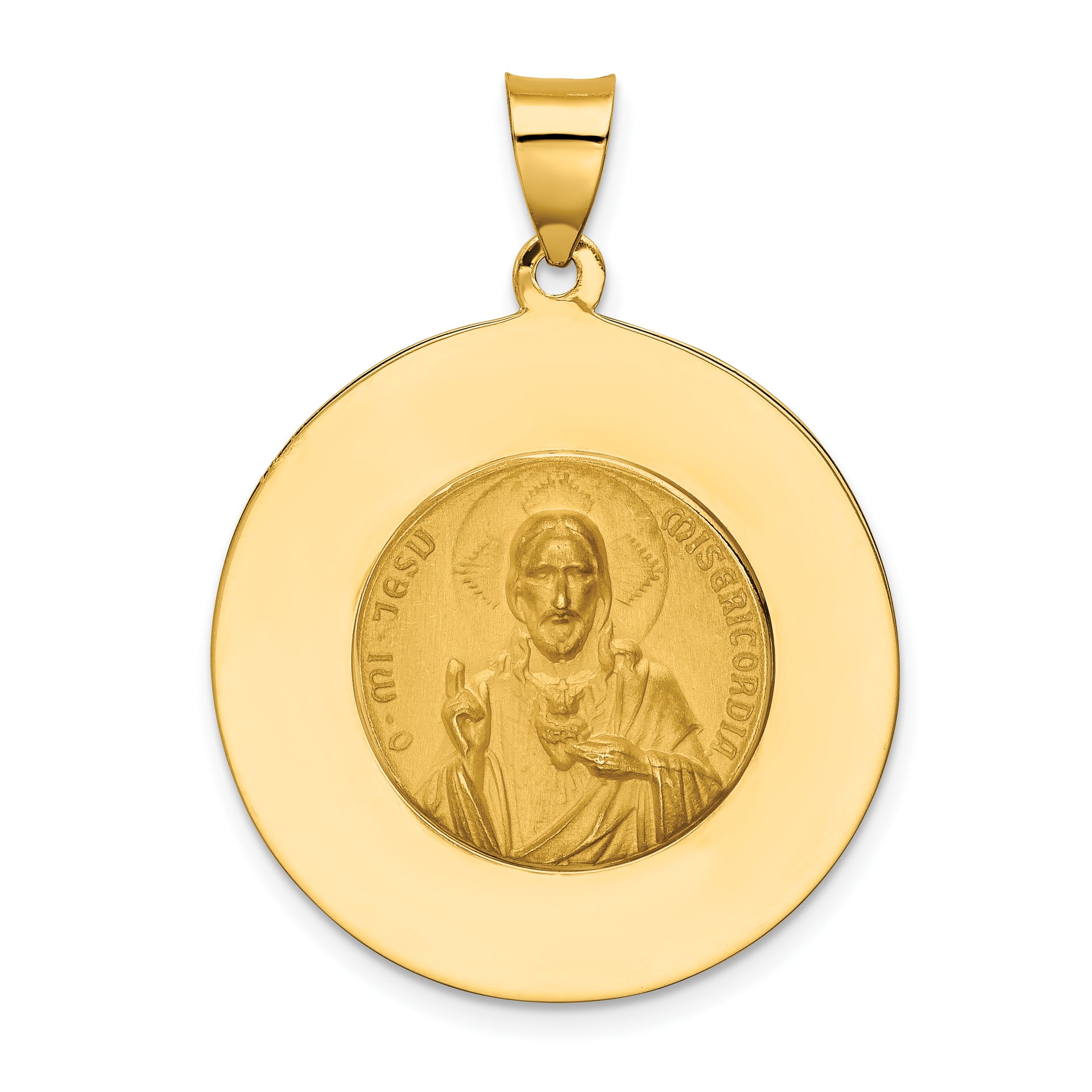 14k Queen of the Holy Scapular Reversible Medal Hollow Pendant