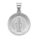 14k White Gold Polished /Satin Miraculous Medal Hollow Pendant
