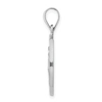 14k White Gold Polished /Satin Miraculous Medal Hollow Pendant
