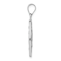 14k White Gold Polished / Satin Miraculous Medal Hollow Pendant