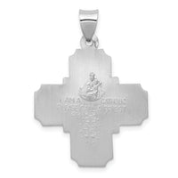 14k White Gold Four Way Medal Hollow Pendant