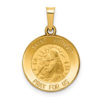 14k Polished and Satin St. Anthony Medal Hollow Pendant