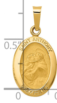 14k Polished and Satin St. Anthony Medal Hollow Pendant