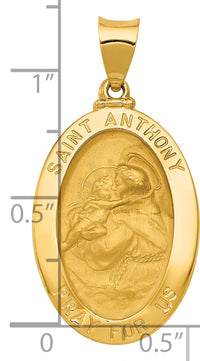 14k Polished and Satin St. Anthony Medal Hollow Pendant