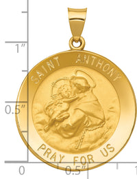 14k Polished and Satin St. Anthony Medal Hollow Pendant