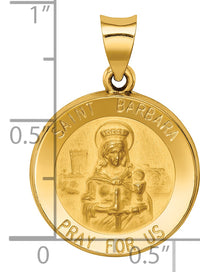 14k Polished and Satin St. Barbara Medal Hollow Pendant