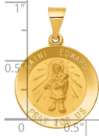 14k Polished and Satin St Edward Medal Hollow Pendant