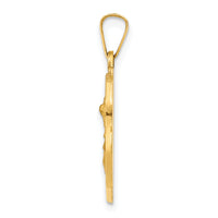 14k Polished and Satin St Michael Badge Medal Hollow Pendant