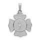 14k White Gold Polished and Satin St Florian Badge Pendant