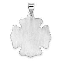 14k White Gold Polish/Satin St Florian Badge Medal Hollow Pendant
