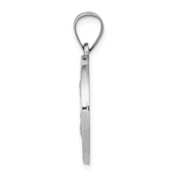 14k White Gold Polished and Satin St Joseph Medal Hollow Pendant