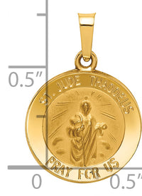 14k Polished and Satin St Jude Thaddeus Medal Hollow Pendant