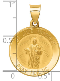 14k Polished and Satin St Jude Thaddeus Medal Hollow Pendant