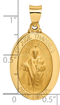 14k Polished and Satin St Jude Thaddeus Medal Hollow Pendant