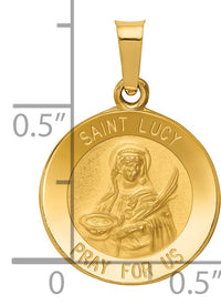 14k Polished and Satin St Lucy Medal Hollow Pendant