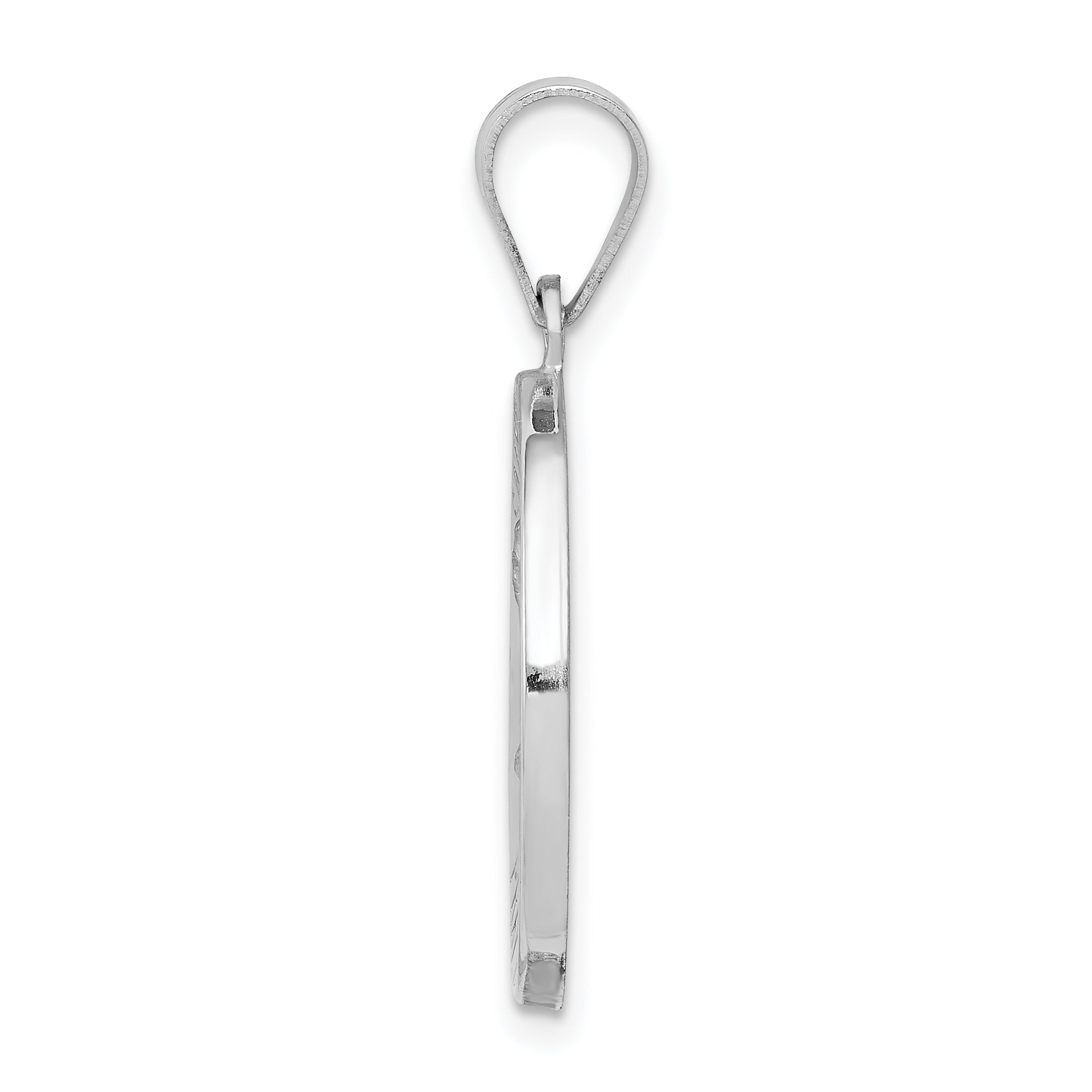 14k White Gold Polished and Satin St Matthew Hollow Pendant