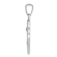 14k White Gold Polished and Satin St Michael Medal Hollow Pendant