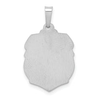 14k White Gold Polished and Satin St Michael Medal Hollow Pendant