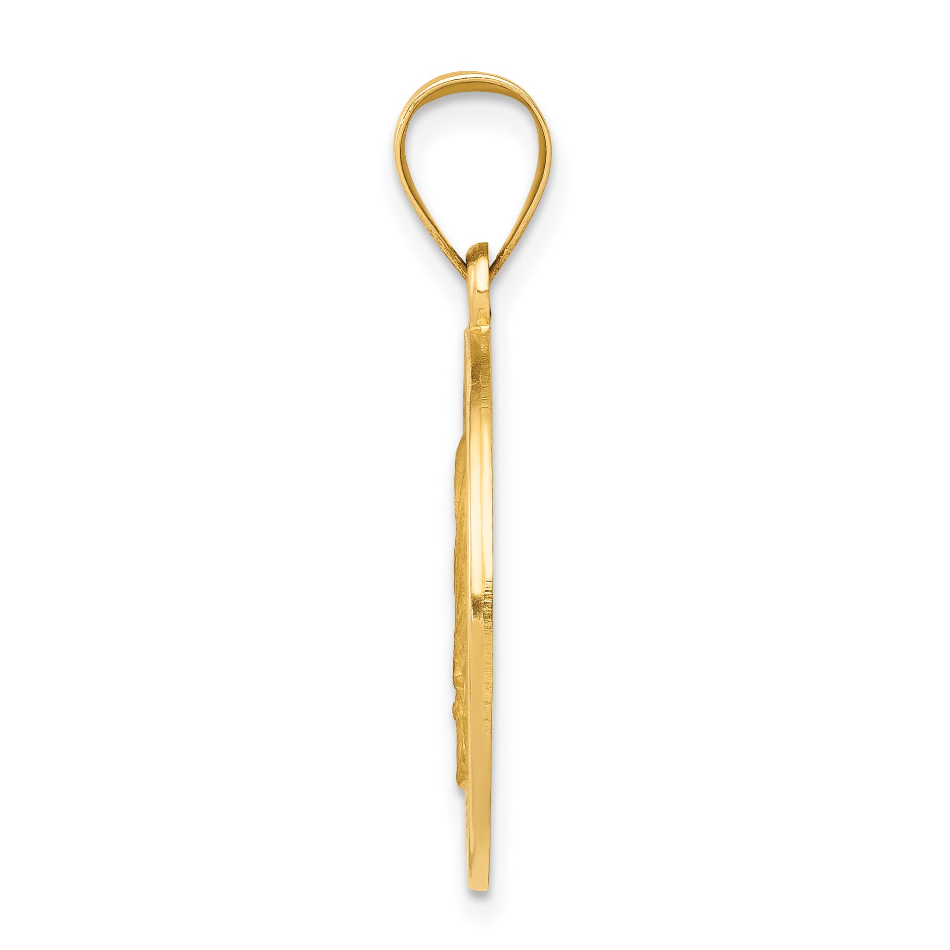 14k Polished and Satin Mother Teresa Medal Hollow Pendant