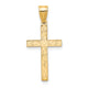 14k Etched Floral Cross Pendant