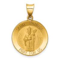 14k Polished and Satin St Patrick Medal Hollow Pendant