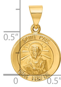 14k Polished and Satin St Paul Medal Hollow Pendant